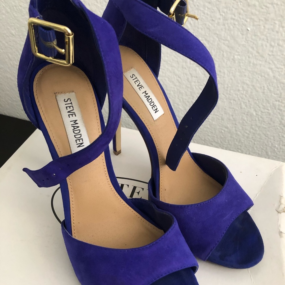 Steve Madden open toe royal blue heels